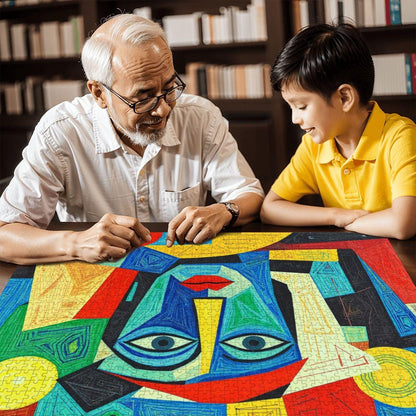 ColorFlow | Sunlit Muse Wooden Puzzle | Picasso Inspired Bright Face Art Jigsaw | Abstract Wood Puzzle for Gifting