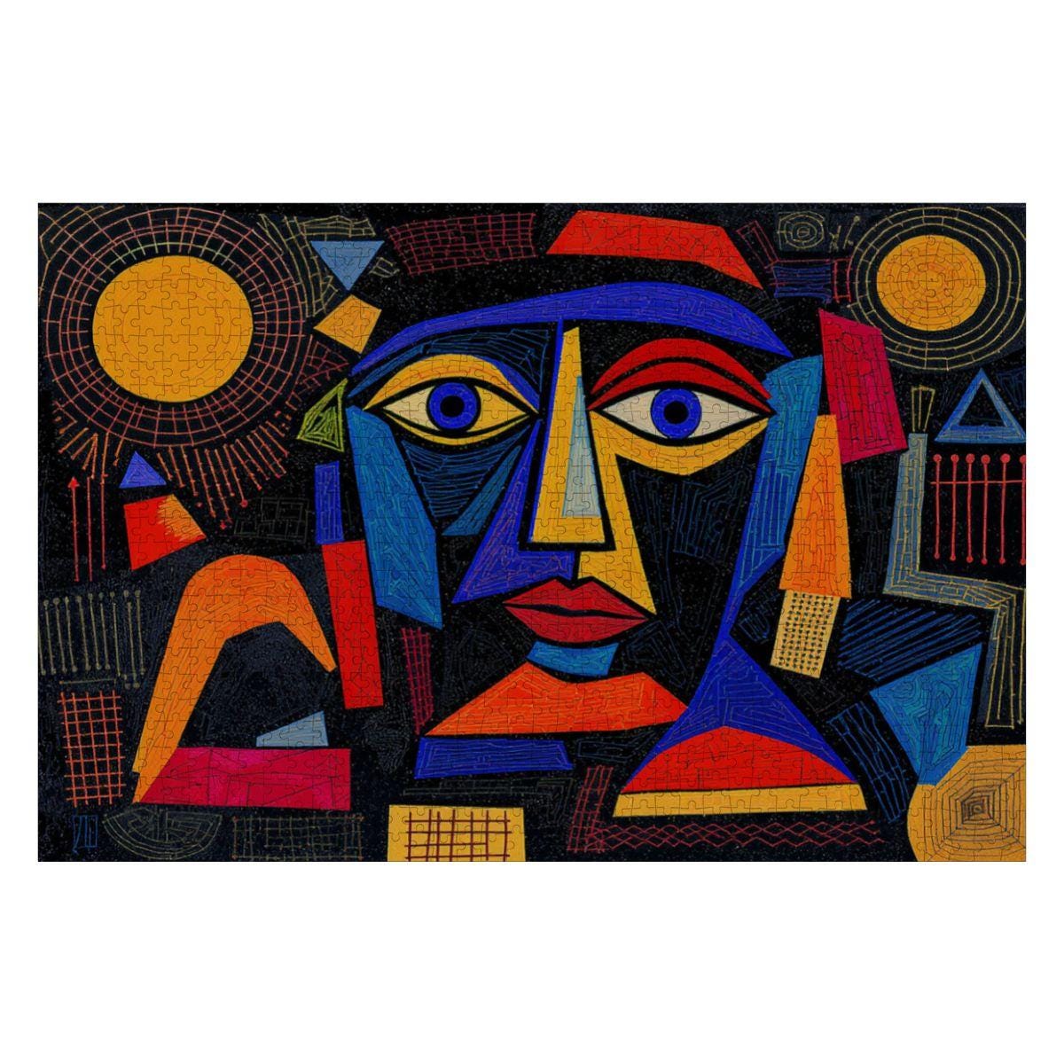 ColorFlow | Geometric Radiance Wooden Puzzle | Picasso Inspired Bold Abstract Jigsaw | Artistic Wood Puzzle Decor