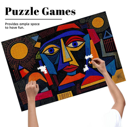 ColorFlow | Geometric Radiance Wooden Puzzle | Picasso Inspired Bold Abstract Jigsaw | Artistic Wood Puzzle Decor