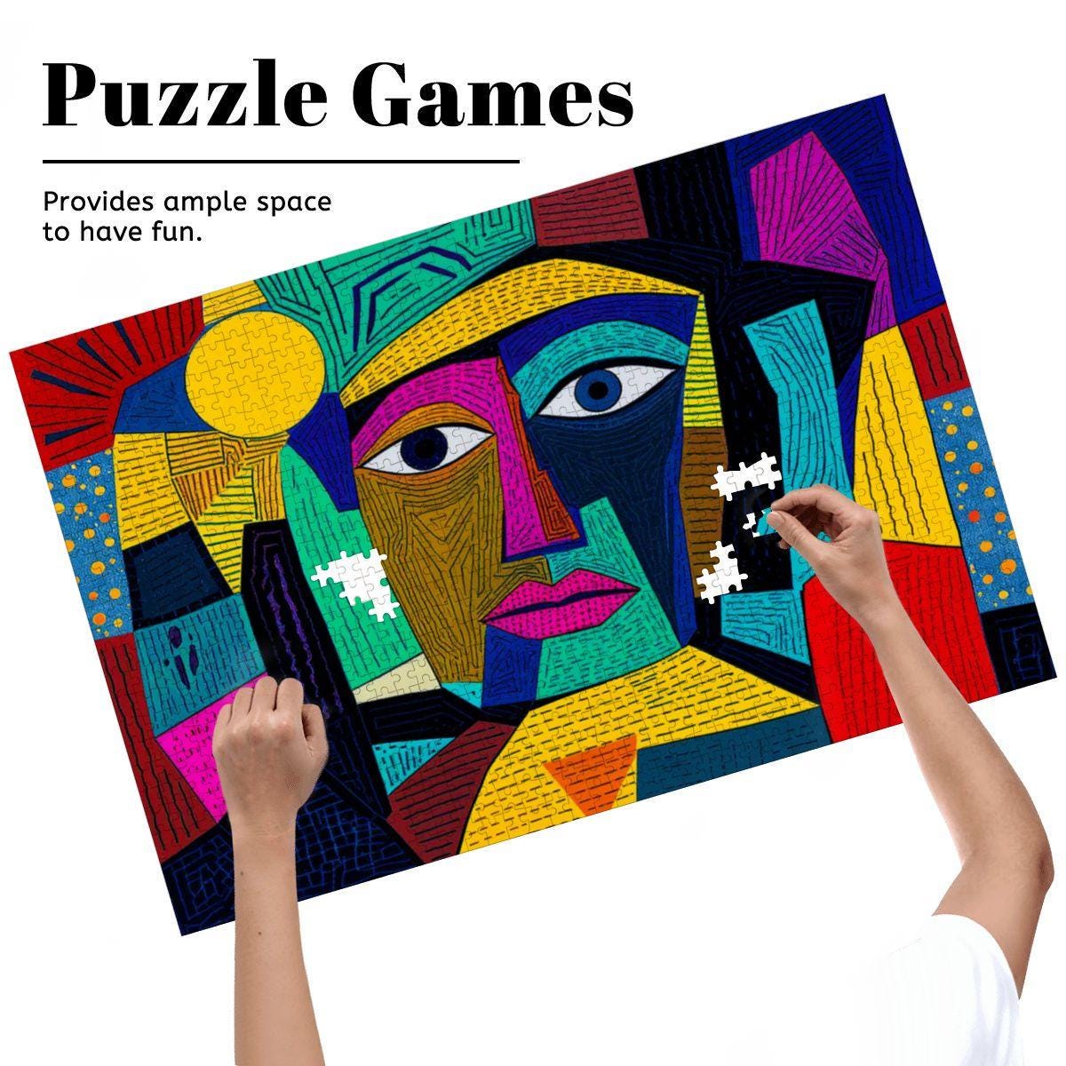 ColorFlow | Vivid Aurora Wooden Puzzle | Picasso Inspired Modern Face Jigsaw | Bright Abstract Wood Art Puzzle