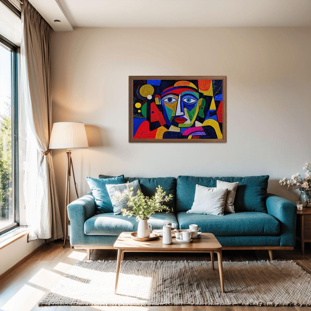 ColorFlow | Midnight Spectrum Wooden Puzzle | Picasso Inspired Colorful Face Jigsaw | Modern Art Wood Puzzle Gift