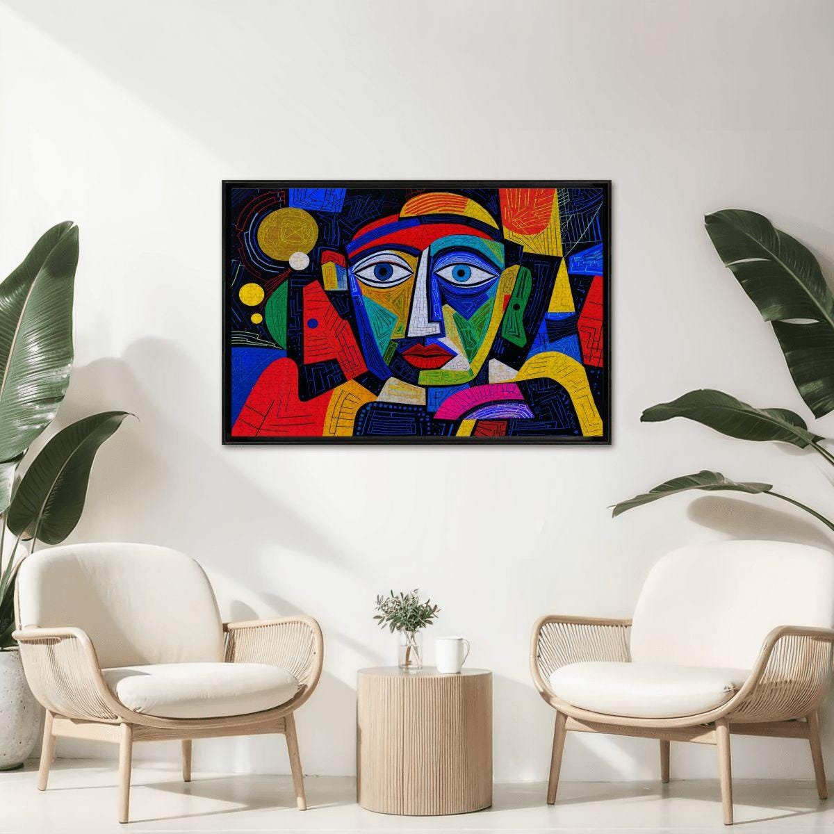 ColorFlow | Midnight Spectrum Wooden Puzzle | Picasso Inspired Colorful Face Jigsaw | Modern Art Wood Puzzle Gift