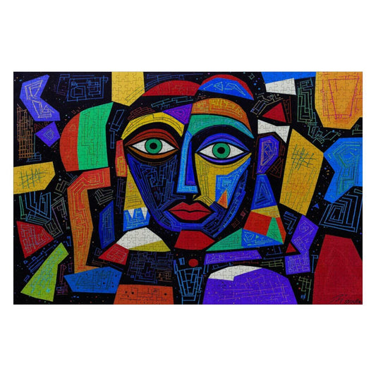 ColorFlow | Starlit Mosaic Wooden Puzzle | Picasso Inspired Modern Abstract Jigsaw | Artistic Wood Face Puzzle