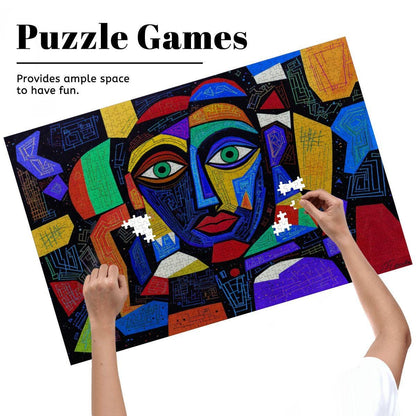 ColorFlow | Starlit Mosaic Wooden Puzzle | Picasso Inspired Modern Abstract Jigsaw | Artistic Wood Face Puzzle