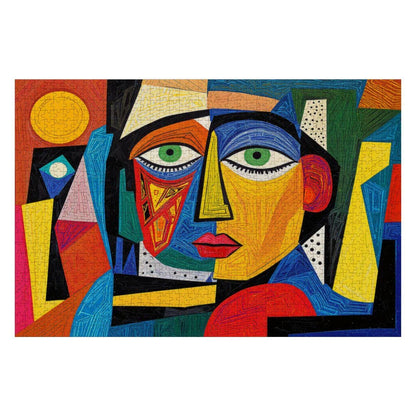 ColorFlow | Spectrum Muse Wooden Puzzle | Picasso Inspired Colorful Face Jigsaw | Modern Abstract Wood Puzzle