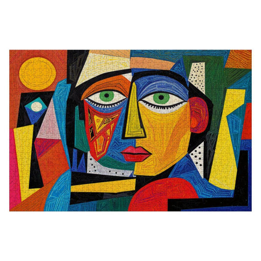 ColorFlow | Spectrum Muse Wooden Puzzle | Picasso Inspired Colorful Face Jigsaw | Modern Abstract Wood Puzzle