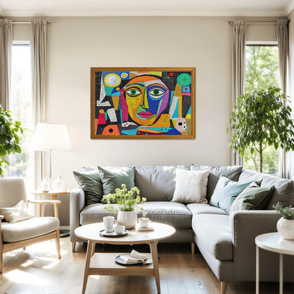 ColorFlow | Cosmic Reflection Wooden Puzzle | Picasso Inspired Abstract Face Jigsaw | Modern Art Wood Puzzle Gift
