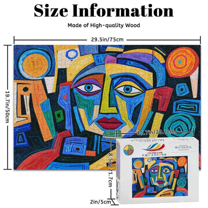 ColorFlow | Chromatic Dream Wooden Puzzle | Picasso Inspired Bold Abstract Jigsaw | Modern Art Wood Puzzle Gift