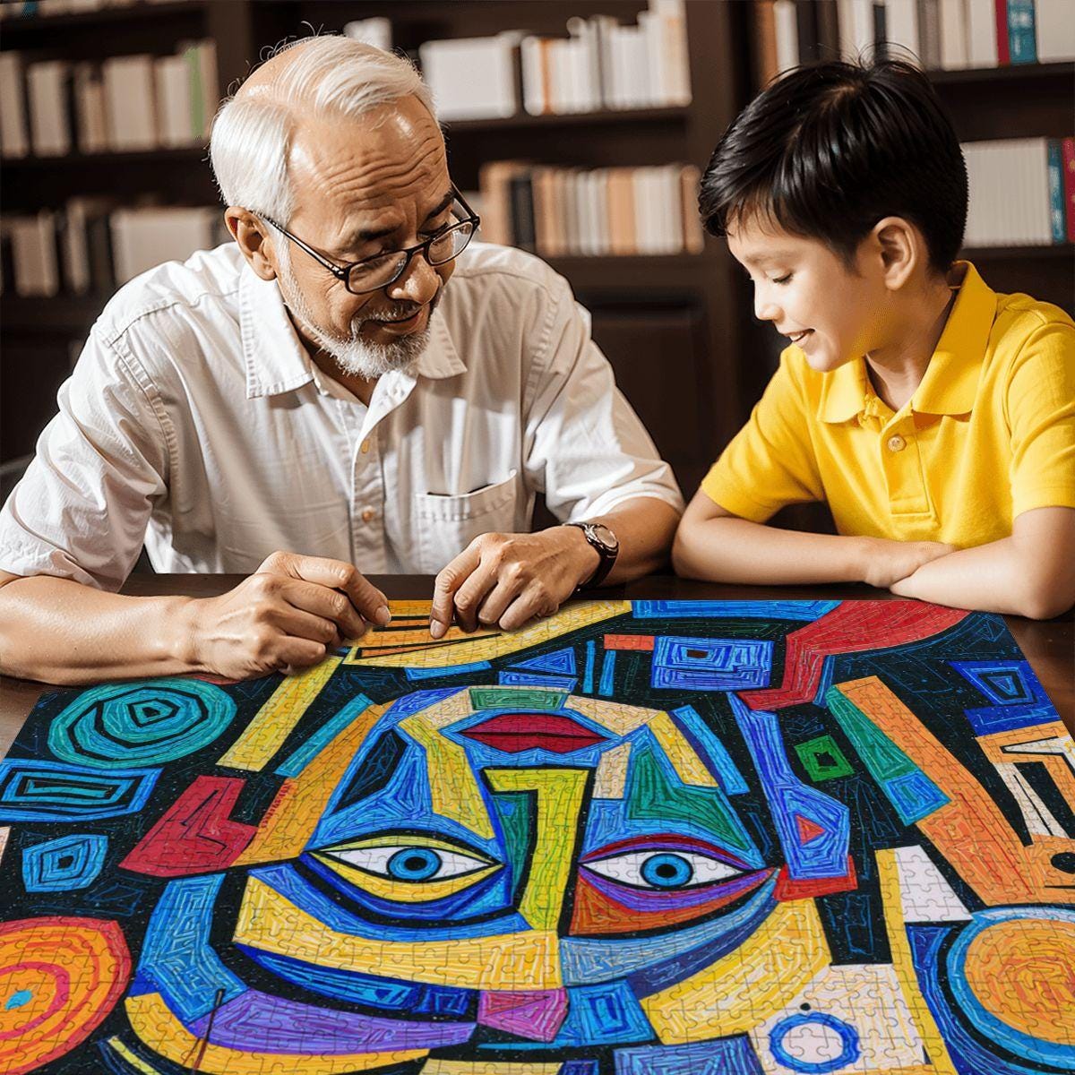 ColorFlow | Chromatic Dream Wooden Puzzle | Picasso Inspired Bold Abstract Jigsaw | Modern Art Wood Puzzle Gift