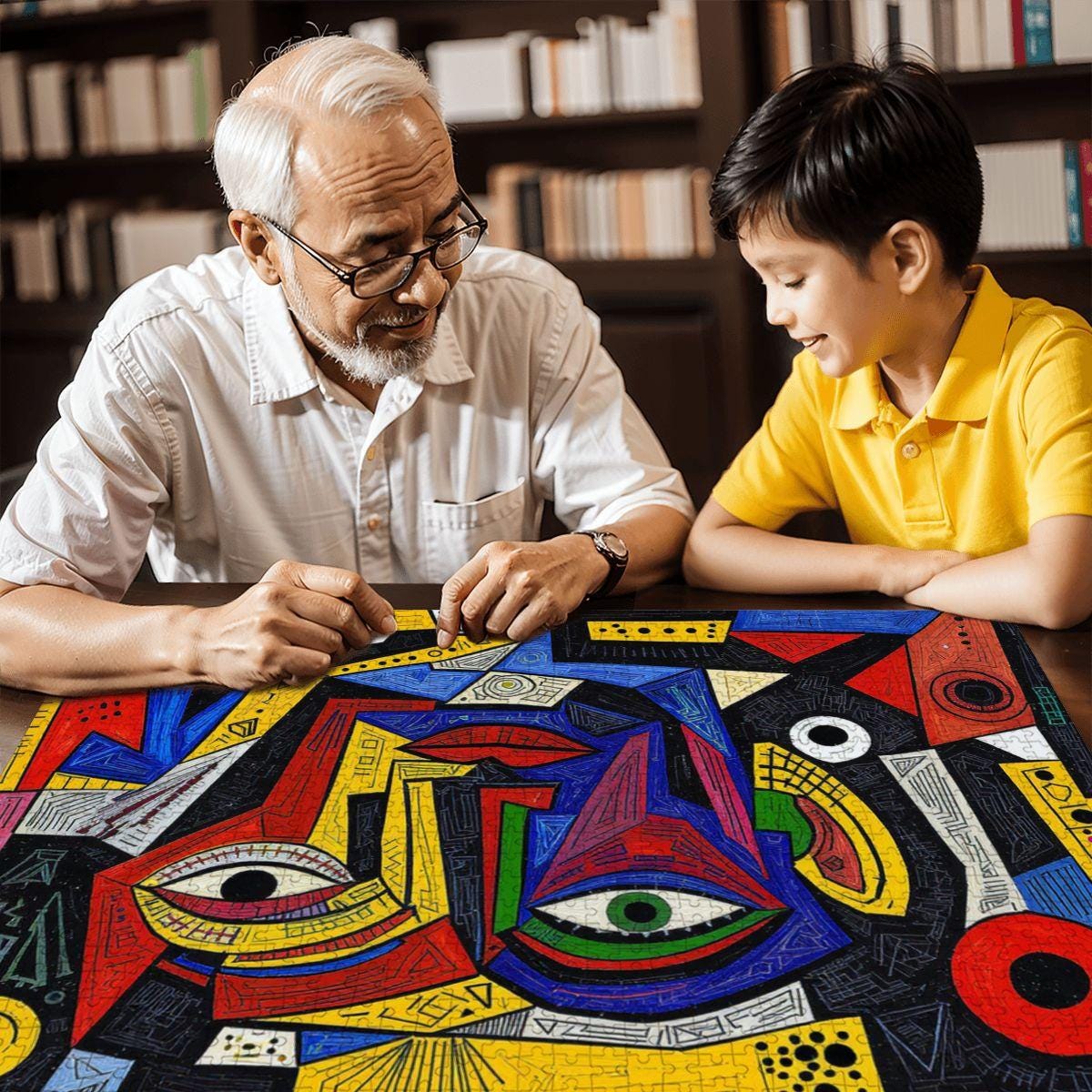 ColorFlow | Abstract Melody Wooden Puzzle | Picasso Inspired Vibrant Face Jigsaw | Modern Art Wood Puzzle Gift