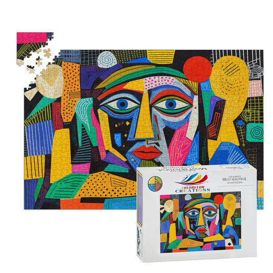 ColorFlow | Radiant Mosaic Wooden Puzzle | Picasso Inspired Colorful Abstract Jigsaw | Modern Art Wood Puzzle Gift