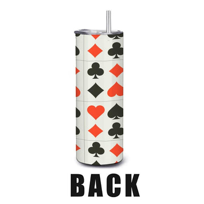 ColorFlow | Royal Flush Playing Card Suits 20oz Stainless Steel Tumbler with Straw | Insulated Travel Mug | Gift for Card Lovers