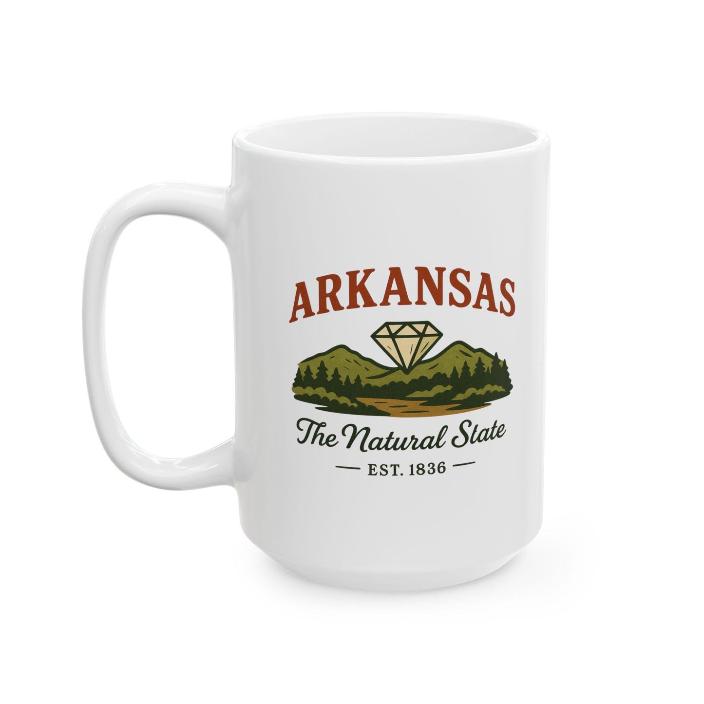 ColorFlow | Arkansas The Natural State Mug | Diamond Mountain Coffee Cup | 15oz Ceramic Nature Gift