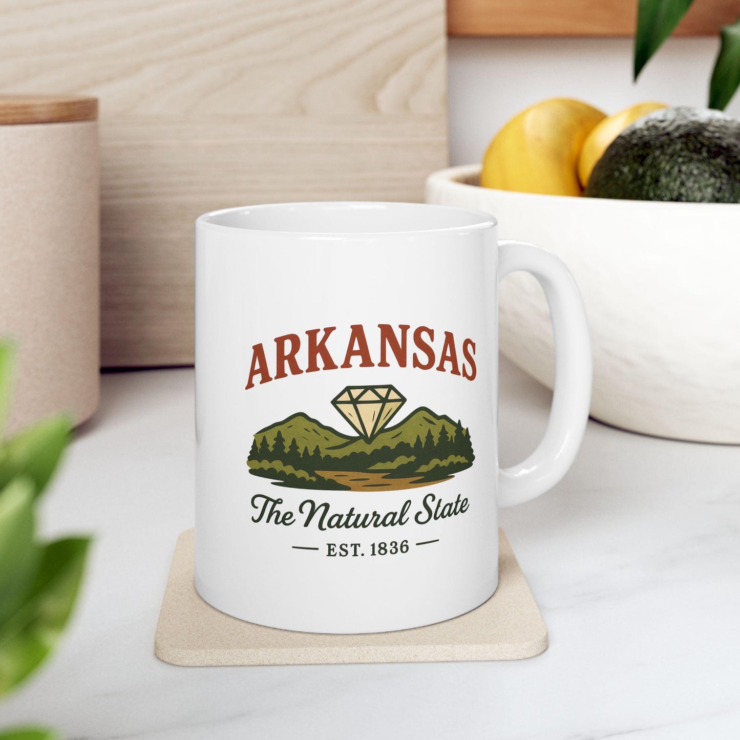 ColorFlow | Arkansas The Natural State Mug | Diamond Mountain Coffee Cup | 15oz Ceramic Nature Gift