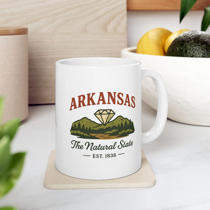 ColorFlow | Arkansas The Natural State Mug | Diamond Mountain Coffee Cup | 15oz Ceramic Nature Gift
