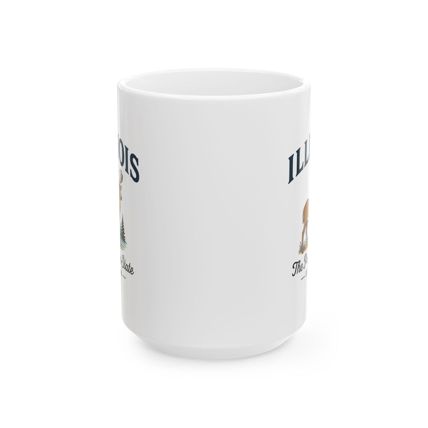 ColorFlow | Illinois The Prairie State Mug | Deer Design Coffee Cup | 15oz Ceramic Midwest Gift