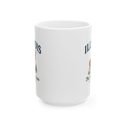 ColorFlow | Illinois The Prairie State Mug | Deer Design Coffee Cup | 15oz Ceramic Midwest Gift
