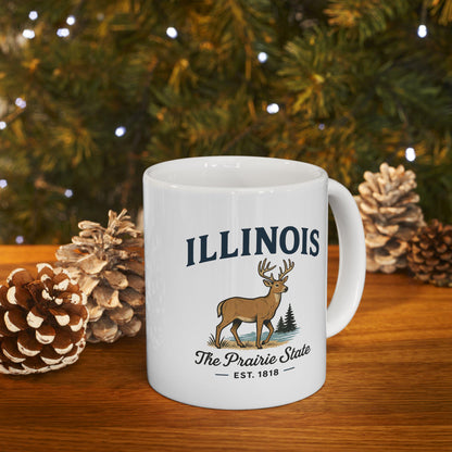 ColorFlow | Illinois The Prairie State Mug | Deer Design Coffee Cup | 15oz Ceramic Midwest Gift