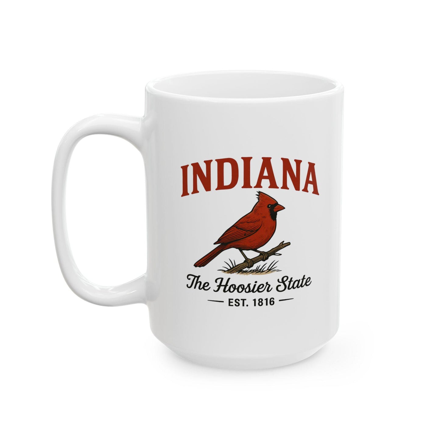 ColorFlow | Indiana The Hoosier State Mug | Cardinal Bird Coffee Cup | 15oz Ceramic Midwest Gift