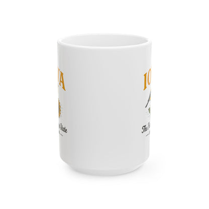 ColorFlow | Iowa The Hawkeye State Mug | Goldfinch Sunflower Coffee Cup | 15oz Ceramic Nature Gift