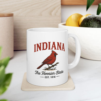 ColorFlow | Indiana The Hoosier State Mug | Cardinal Bird Coffee Cup | 15oz Ceramic Midwest Gift
