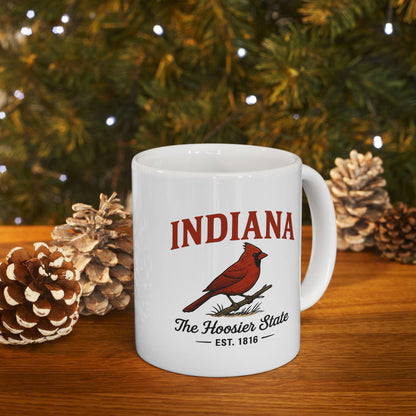 ColorFlow | Indiana The Hoosier State Mug | Cardinal Bird Coffee Cup | 15oz Ceramic Midwest Gift
