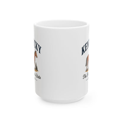 ColorFlow | Kentucky Horse Mug | The Bluegrass State 15 oz Ceramic Coffee Cup | Country Western Gift for Horse Lovers