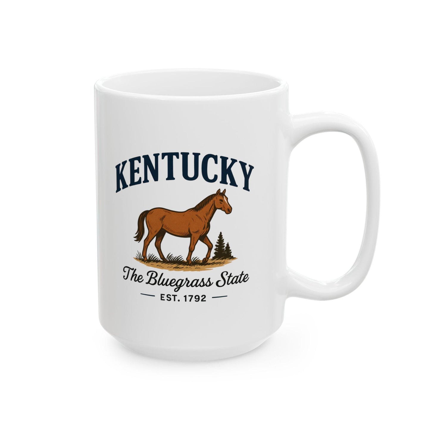 ColorFlow | Kentucky Horse Mug | The Bluegrass State 15 oz Ceramic Coffee Cup | Country Western Gift for Horse Lovers