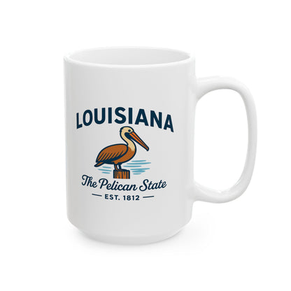 ColorFlow | Louisiana Pelican Mug | The Pelican State 15 oz Coffee Cup | Coastal Southern Gift for Louisiana Lovers