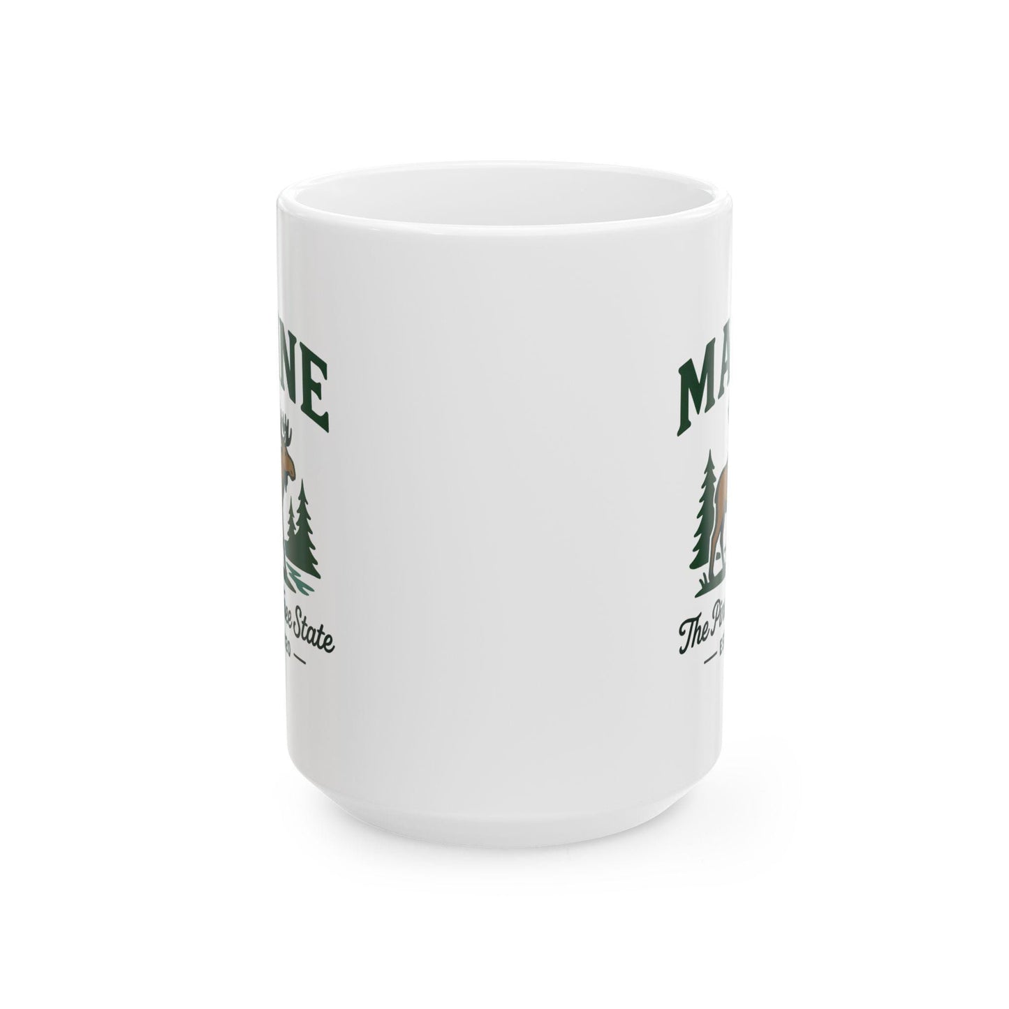 ColorFlow | Maine Moose Mug | The Pine Tree State 15 oz Ceramic Coffee Cup | Rustic Outdoor Gift for Nature Lovers