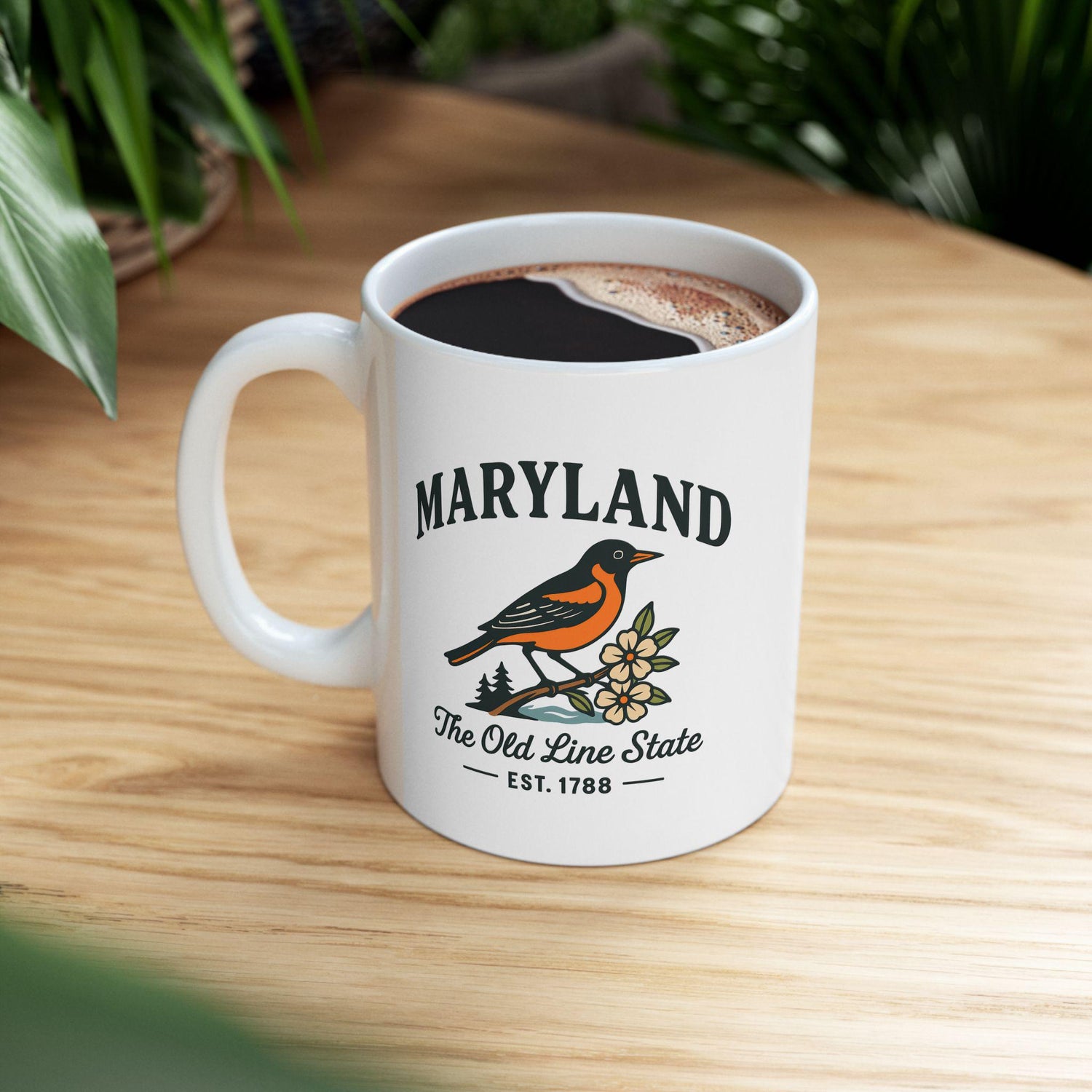 ColorFlow | Maryland Bird Mug | The Old Line State 15 oz Ceramic Coffee Cup | Baltimore Oriole Gift for State Lovers