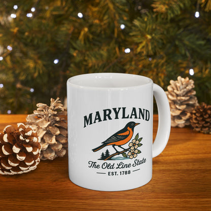 ColorFlow | Maryland Bird Mug | The Old Line State 15 oz Ceramic Coffee Cup | Baltimore Oriole Gift for State Lovers