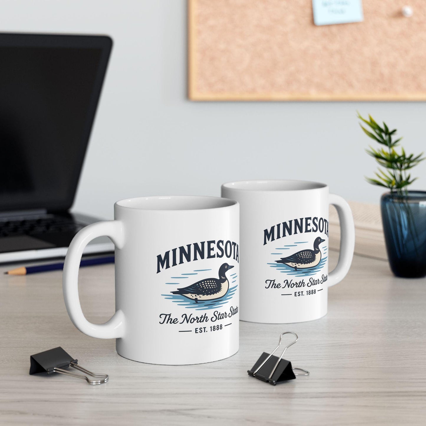 ColorFlow | Minnesota The North Star State Mug | 15oz Ceramic Coffee Cup | Loon Design | Midwest State Gift