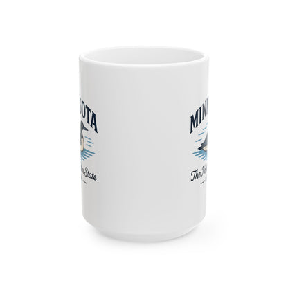 ColorFlow | Minnesota The North Star State Mug | 15oz Ceramic Coffee Cup | Loon Design | Midwest State Gift