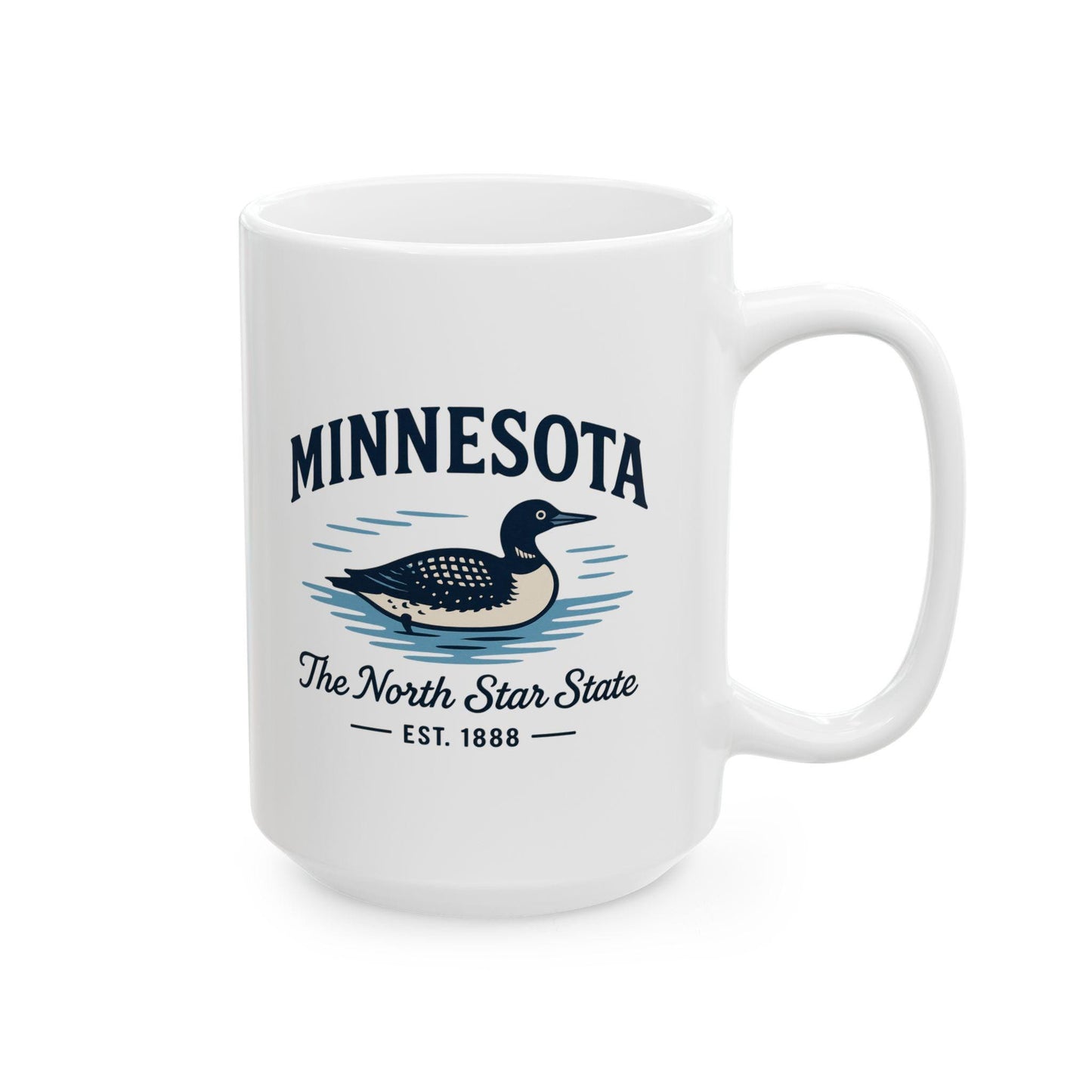 ColorFlow | Minnesota The North Star State Mug | 15oz Ceramic Coffee Cup | Loon Design | Midwest State Gift