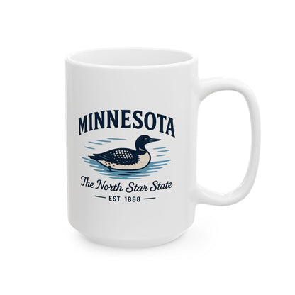 ColorFlow | Minnesota The North Star State Mug | 15oz Ceramic Coffee Cup | Loon Design | Midwest State Gift