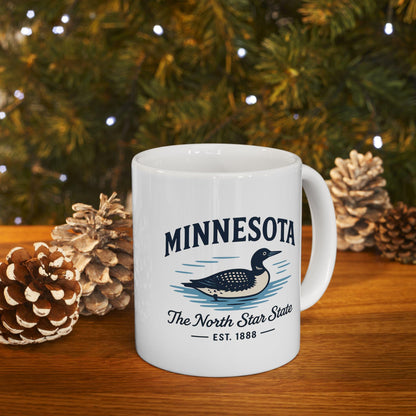 ColorFlow | Minnesota The North Star State Mug | 15oz Ceramic Coffee Cup | Loon Design | Midwest State Gift