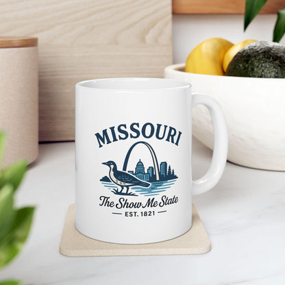 ColorFlow | Missouri The Show Me State Mug | 15oz Ceramic Coffee Cup | Gateway Arch Design | Midwest State Gift