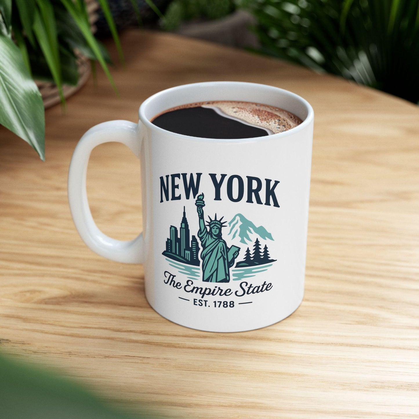 ColorFlow | New York The Empire State Mug | Statue of Liberty Coffee Cup | NYC Skyline Travel Gift | 15oz Ceramic Mug