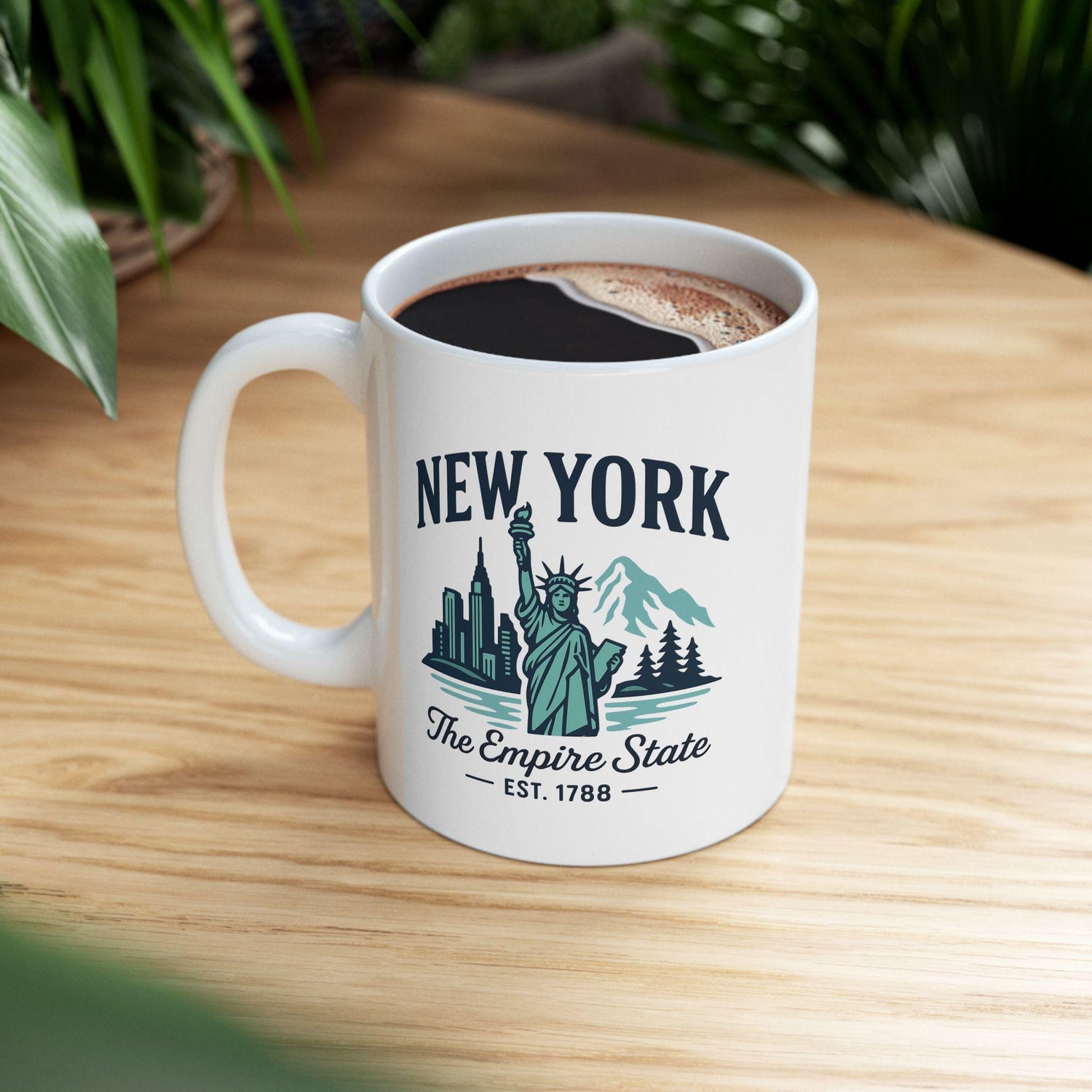 ColorFlow | New York The Empire State Mug | Statue of Liberty Coffee Cup | NYC Skyline Travel Gift | 15oz Ceramic Mug