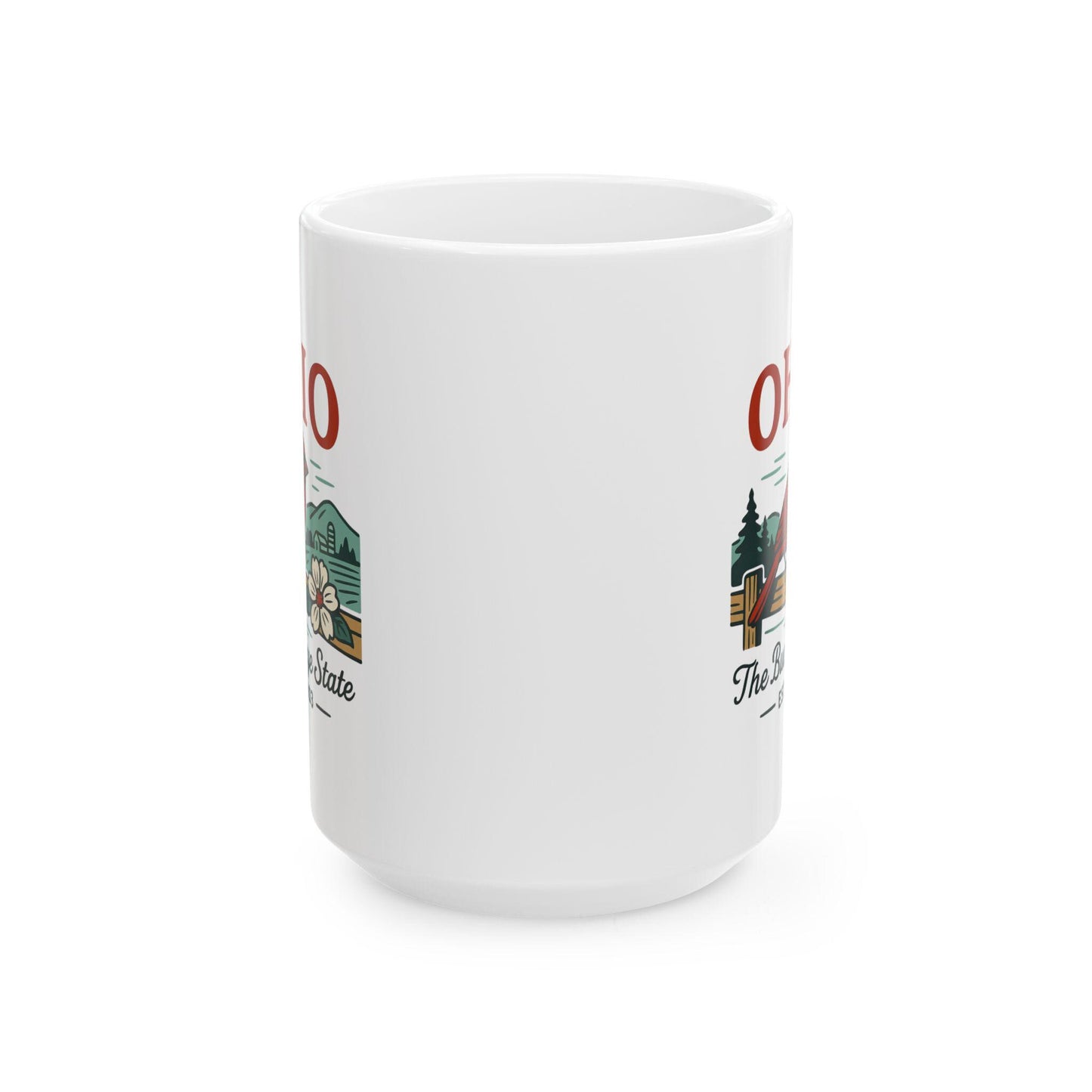 ColorFlow | Ohio The Buckeye State Mug | Cardinal State Bird Coffee Cup | Midwest Travel Gift | 15oz Ceramic Mug