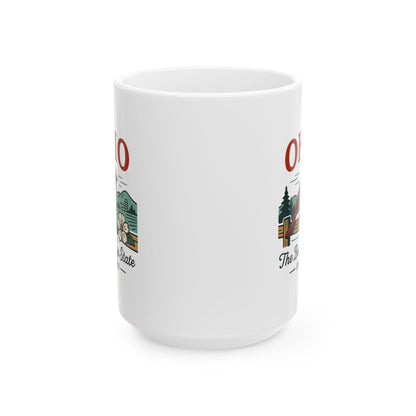 ColorFlow | Ohio The Buckeye State Mug | Cardinal State Bird Coffee Cup | Midwest Travel Gift | 15oz Ceramic Mug