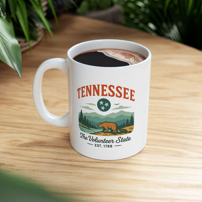 ColorFlow | Tennessee The Volunteer State Mug | Smoky Mountains Coffee Cup | 15 oz Ceramic Gift for Nature Lovers
