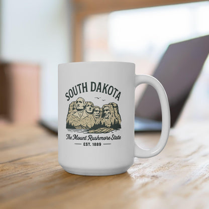 ColorFlow | South Dakota Mount Rushmore Mug | Travel Souvenir Coffee Cup | 15 oz Ceramic Gift for Adventure Lovers