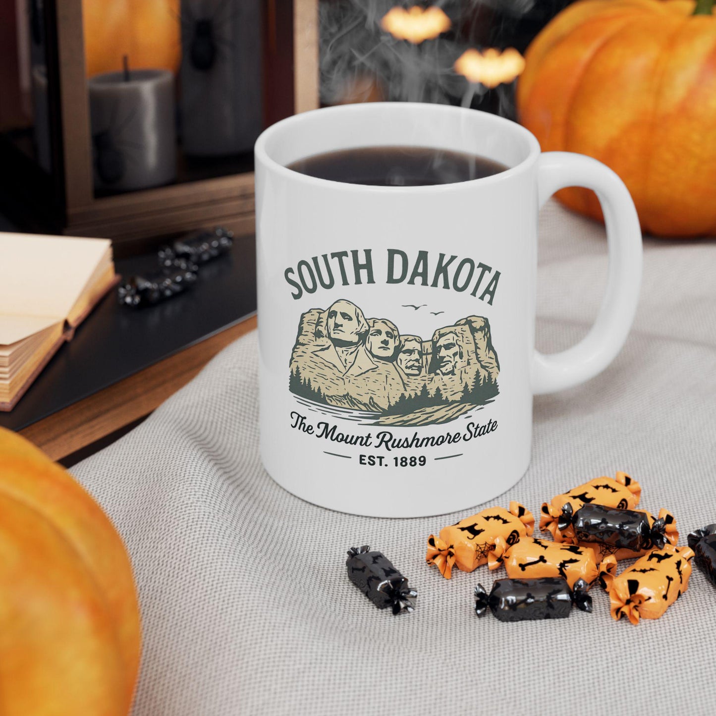 ColorFlow | South Dakota Mount Rushmore Mug | Travel Souvenir Coffee Cup | 15 oz Ceramic Gift for Adventure Lovers