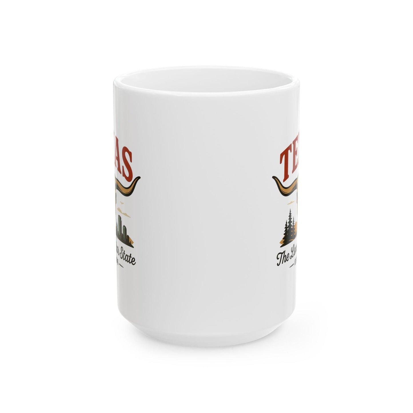 ColorFlow | Texas The Lone Star State Mug | Western Longhorn Coffee Cup | 15 oz Ceramic Gift for Cowboys & Travelers