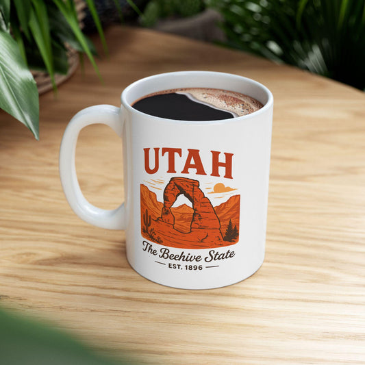 ColorFlow | Utah The Beehive State Mug | Arches National Park Coffee Cup | 15 oz Ceramic Travel Gift for Adventure Lovers