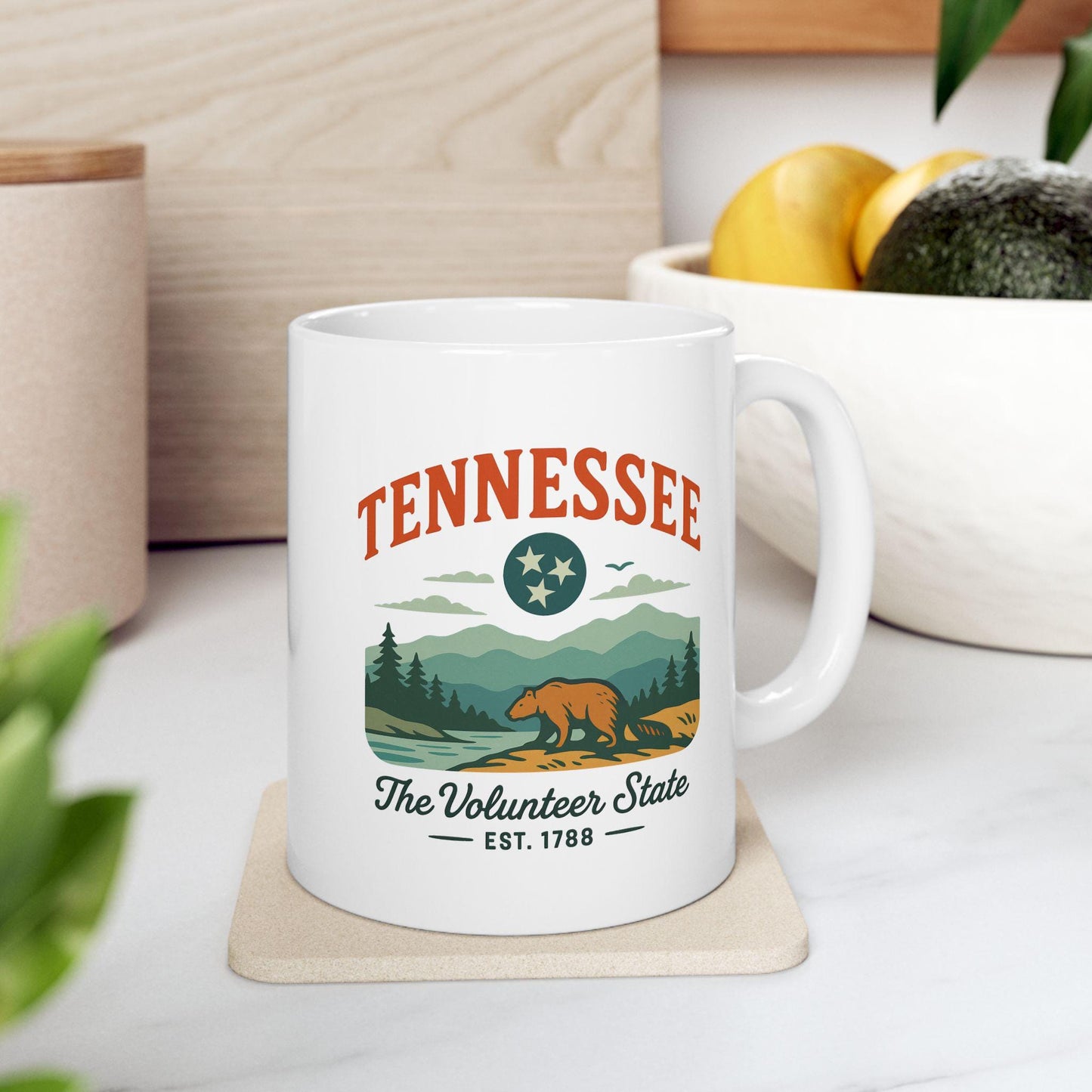 ColorFlow | Tennessee The Volunteer State Mug | Smoky Mountains Coffee Cup | 15 oz Ceramic Gift for Nature Lovers