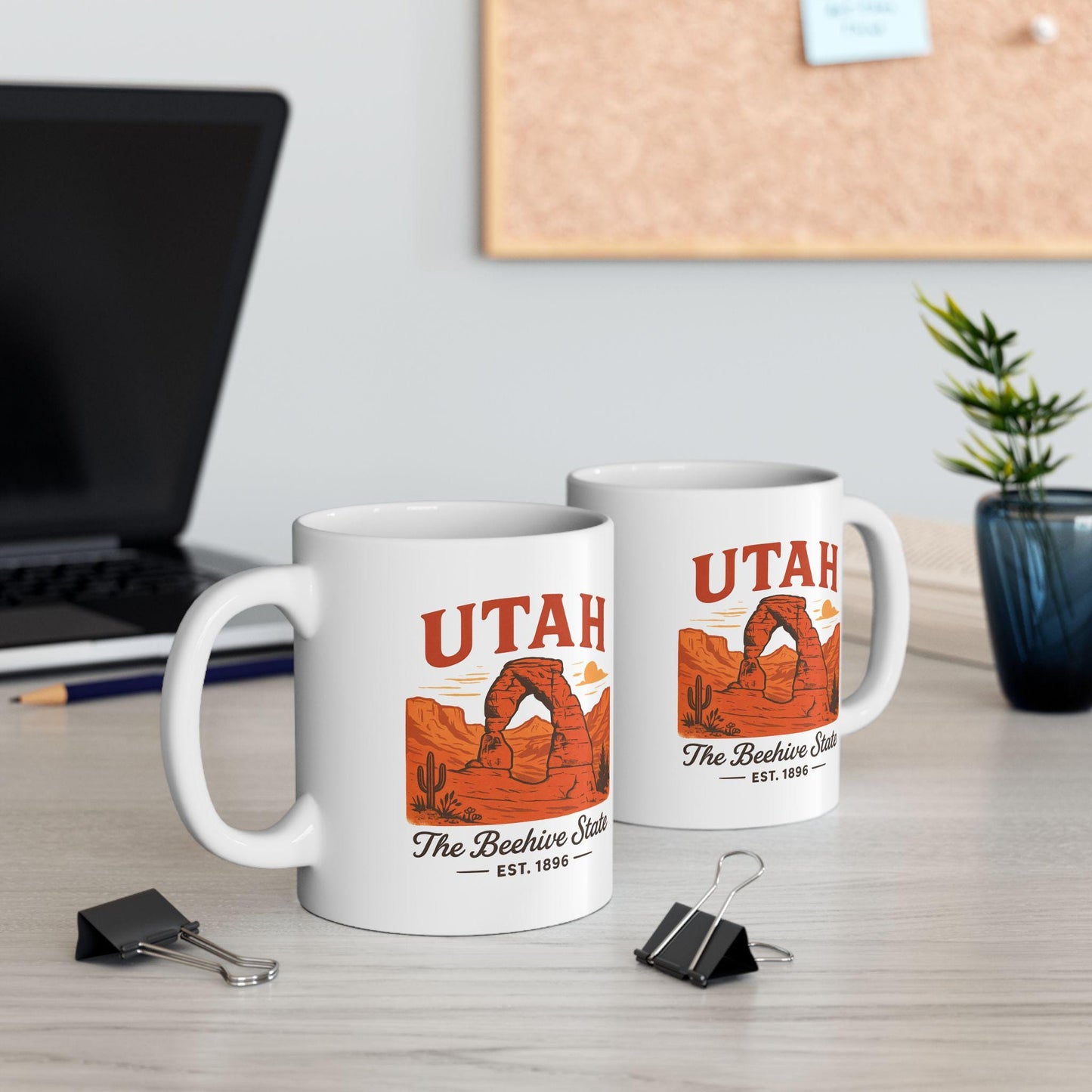 ColorFlow | Utah The Beehive State Mug | Arches National Park Coffee Cup | 15 oz Ceramic Travel Gift for Adventure Lovers