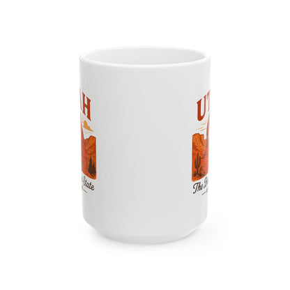ColorFlow | Utah The Beehive State Mug | Arches National Park Coffee Cup | 15 oz Ceramic Travel Gift for Adventure Lovers